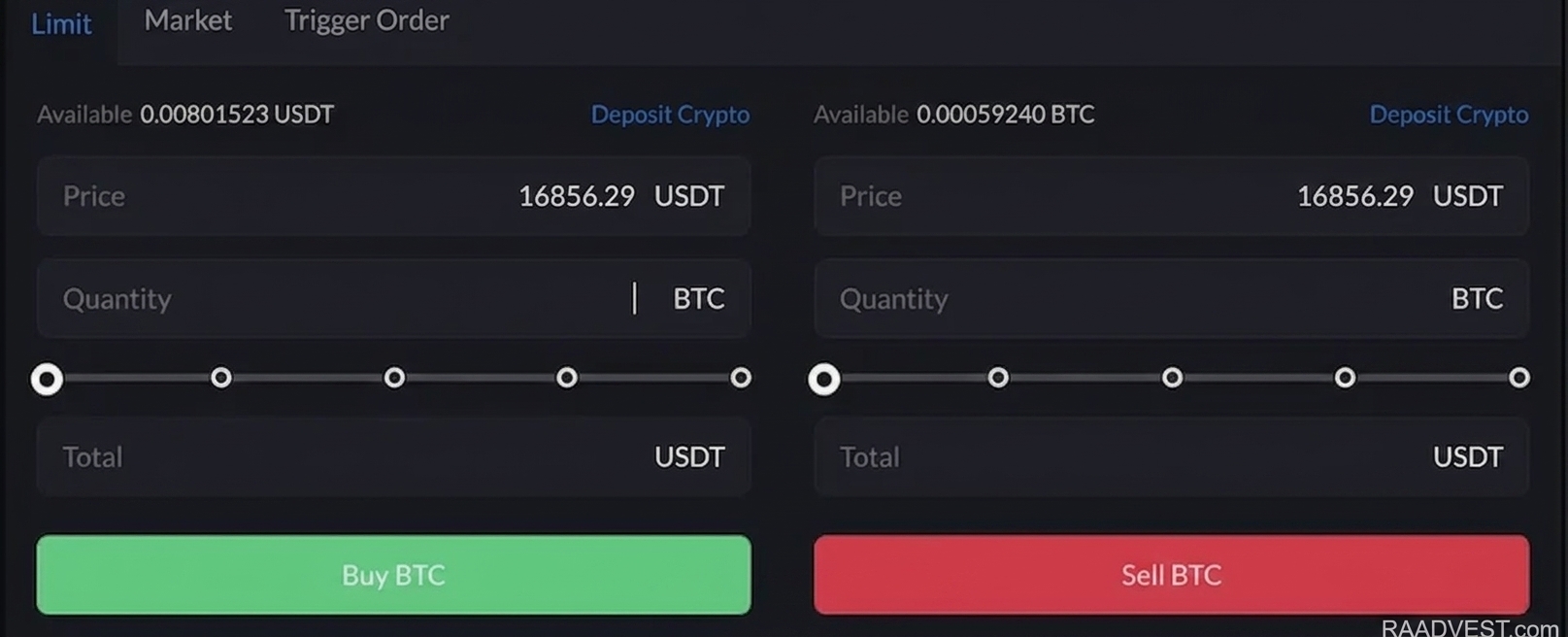 توبیت — گام 3: انتخاب سفارش از نوع لیمیت