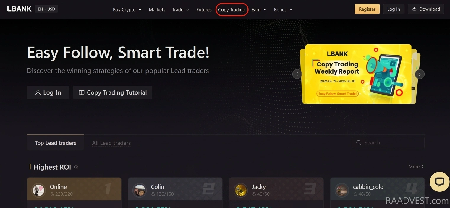  ال بانک — گام 1: ورود به بخش Copy Trade