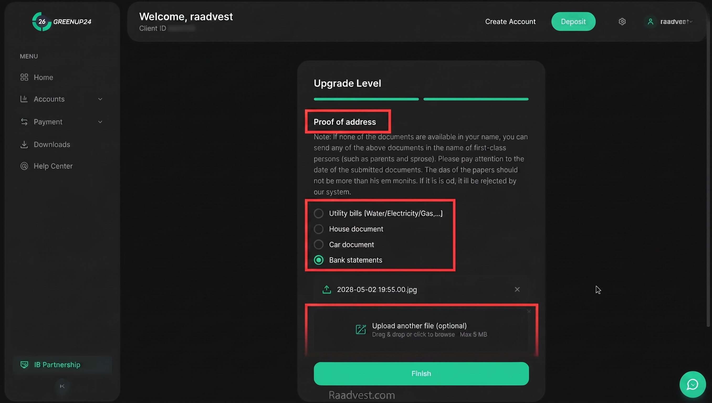بروکر گرین آپ ۲۴ — گام 3: تایید کردن عملیات